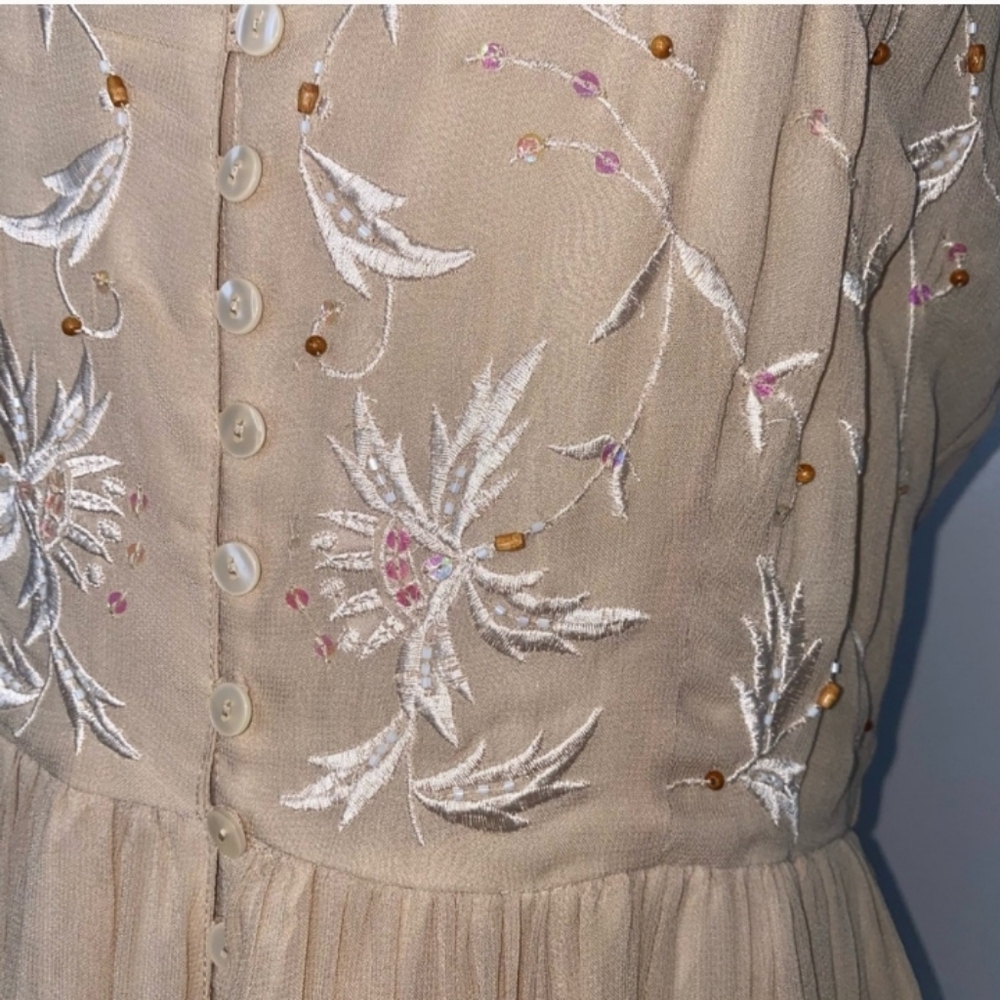 By Together Beaded Button Front Embroidered Floral Maxi Dress Size 16 NWT - Picture 8 of 10